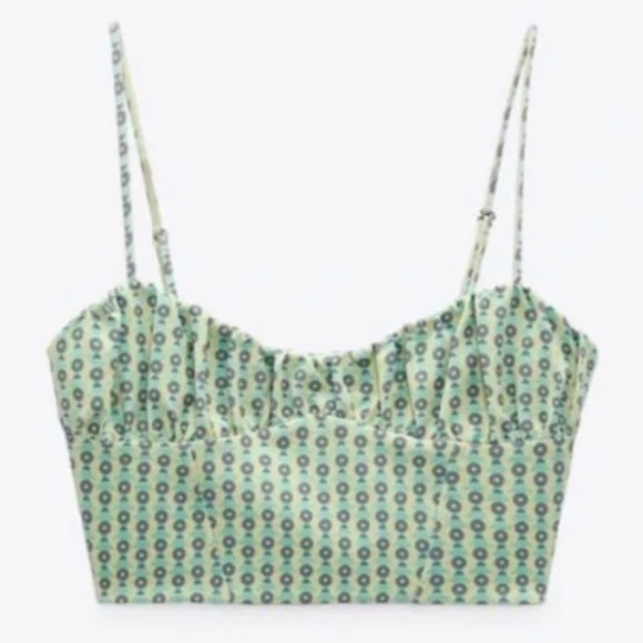 Zara Floral Patterned Corset Tank Top Size Small - Picture 1 of 10